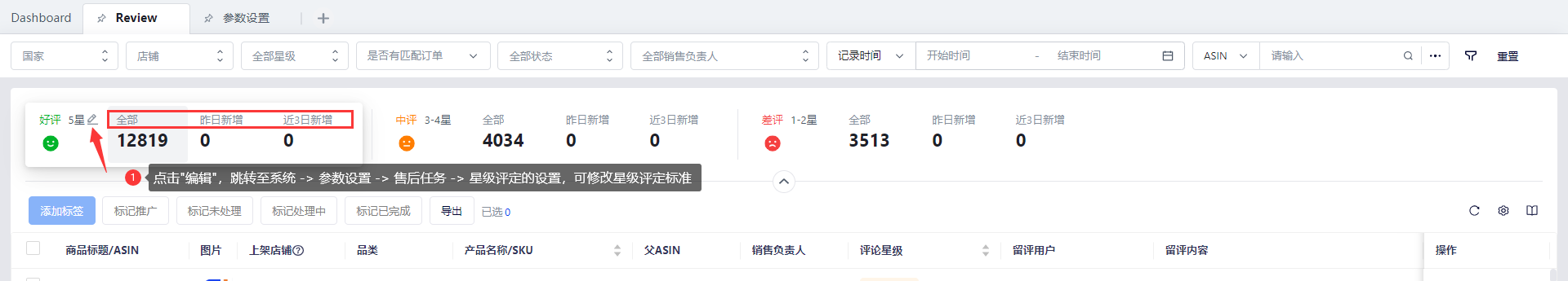 積加ERP亞馬遜Review好評/中差評篩選